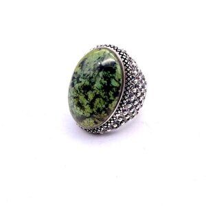 CFJ Thai 925 Sterling Silver Large Turquoise Engraved Dome Ring Size 7